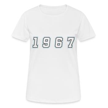 1967 Jahr Zahl - Frauen T-Shirt atmungsaktiv - Weiß - Vorne - AI Model Female 172 dark (172cm)