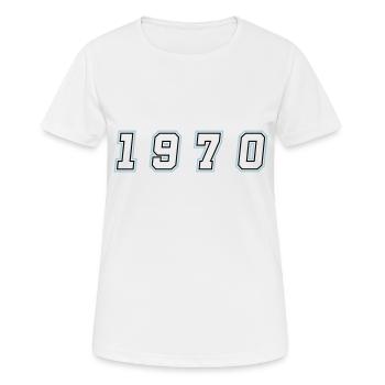 Numéro de l’année 1970 - T-shirt respirant Femme - blanc - Devant - AI Model Female 172 dark (172cm)