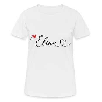 Elina Nom Prénom Calligraphie Coeur - T-shirt respirant Femme - blanc - Devant - AI Model Female 172 dark (172cm)