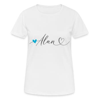Alan Nom Prénom Calligraphie Coeur - T-shirt respirant Femme - blanc - Devant - AI Model Female 172 dark (172cm)
