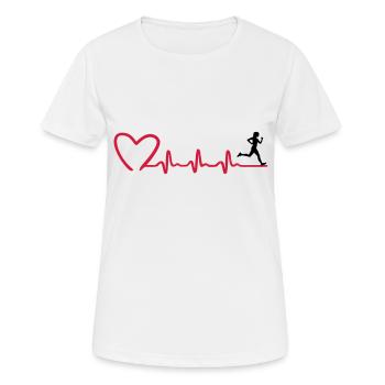 Running woman and ECG heart rate, running - Women's Breathable T-Shirt - white - Front - AI Model Female 172 dark (172cm)