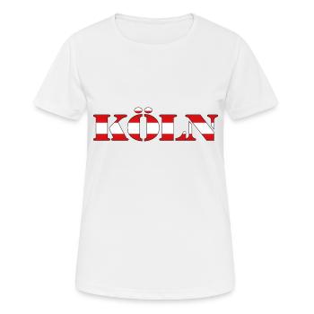 "Köln" Rot-Weiss [Stencil] - Frauen T-Shirt atmungsaktiv - Weiß - Vorne - AI Model Female 172 dark (172cm)