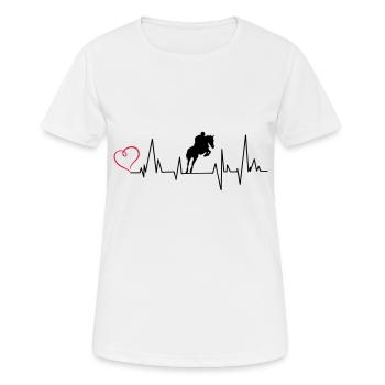 Heartbeat Springreiter Herz - Frauen T-Shirt atmungsaktiv - Weiß - Vorne - AI Model Female 172 dark (172cm)