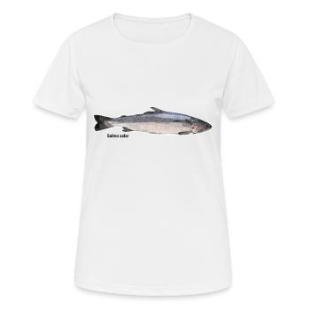 Lachs (Salmo salar) mit weißem Rand - Frauen T-Shirt atmungsaktiv - Weiß - Vorne - AI Model Female 172 dark (172cm)