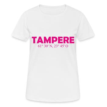 Tampere - Finland - Coordinates - Longitude - Frauen T-Shirt atmungsaktiv - Weiß - Vorne - AI Model Female 172 dark (172cm)