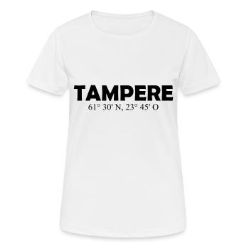 Tampere - Finland - Coordinates - Longitude - Frauen T-Shirt atmungsaktiv - Weiß - Vorne - AI Model Female 172 dark (172cm)