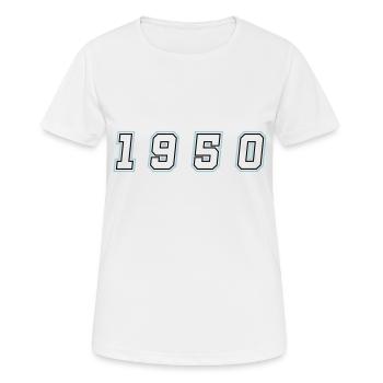 1950 Jahr Zahl - Frauen T-Shirt atmungsaktiv - Weiß - Vorne - AI Model Female 172 dark (172cm)