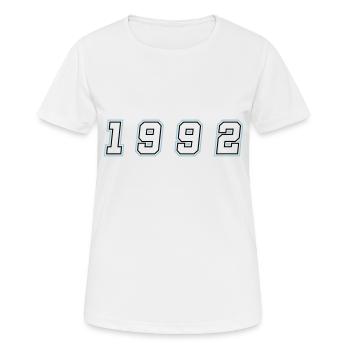 Numéro de l’année 1992 - T-shirt respirant Femme - blanc - Devant - AI Model Female 172 dark (172cm)