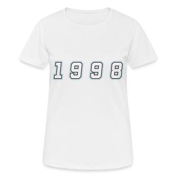 Numéro de l’année 1998 - T-shirt respirant Femme - blanc - Devant - AI Model Female 172 dark (172cm)