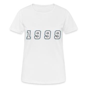 Numéro de l’année 1999 - T-shirt respirant Femme - blanc - Devant - AI Model Female 172 dark (172cm)