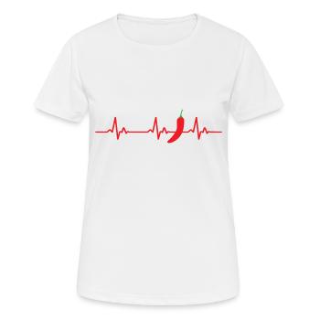 Chilli Herzschlag Ekg - Frauen T-Shirt atmungsaktiv - Weiß - Vorne - AI Model Female 172 dark (172cm)