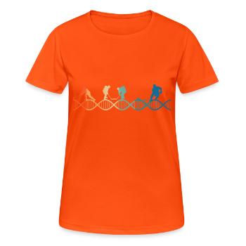 Eishockey liegt in meiner DNA - Frauen T-Shirt atmungsaktiv - Neonorange - Vorne - AI Model Female 172 dark (172cm)