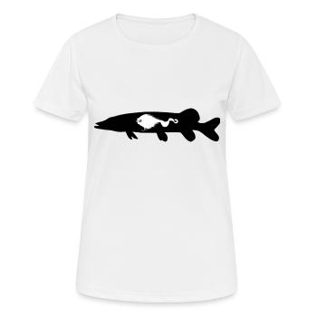 Hecht Mustache Rig - Frauen T-Shirt atmungsaktiv - Weiß - Vorne - AI Model Female 172 dark (172cm)