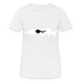 Hecht Mustache Rig - Frauen T-Shirt atmungsaktiv - Weiß - Vorne - AI Model Female 172 dark (172cm)
