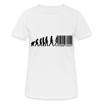 Barcode Evolution - Frauen T-Shirt atmungsaktiv - Weiß - Vorne - AI Model Female 172 dark (172cm)
