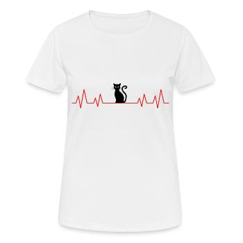 Chat Heartbeat Heartbeat Cat Gueule de bois - T-shirt respirant Femme - blanc - Devant - AI Model Female 172 dark (172cm)