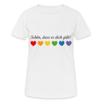 Regenbogenherzchen schoen dass es dich gibt - Frauen T-Shirt atmungsaktiv - Weiß - Vorne - AI Model Female 172 dark (172cm)