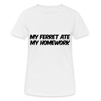 Mon furet a mangé mes devoirs - Cadeau furet - T-shirt respirant Femme - blanc - Devant - AI Model Female 172 dark (172cm)