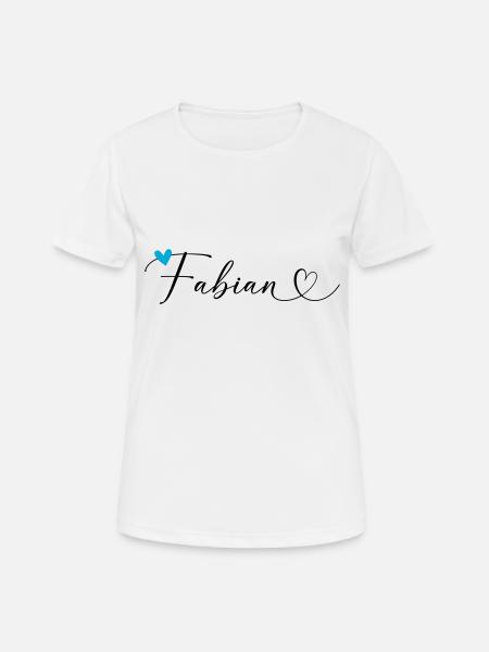 Fabian Surname First name Calligraphy Heart - Women's Breathable T-Shirt - white