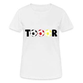 Tooor Deutschland schießt ein Tor im Fußball - Frauen T-Shirt atmungsaktiv - Weiß - Vorne - AI Model Female 172 dark (172cm)