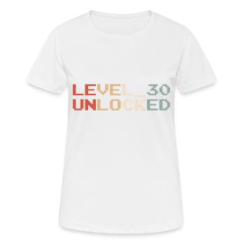 Level 30 Achievement Unlocked - 30th Birthday Gift - Women's Breathable T-Shirt - white - Front - AI Model Female 172 dark (172cm)