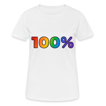 100 Prozent schwul - Frauen T-Shirt atmungsaktiv - Weiß - Vorne - AI Model Female 172 dark (172cm)