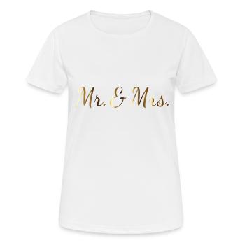 Mr. und Mrs. - Frauen T-Shirt atmungsaktiv - Weiß - Vorne - AI Model Female 172 dark (172cm)