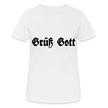 Grüß Gott - Frauen T-Shirt atmungsaktiv - Weiß - Vorne - AI Model Female 172 dark (172cm)
