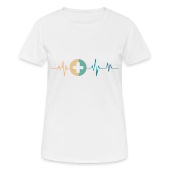 Retro Herzschlag Medizin - Frauen T-Shirt atmungsaktiv - Weiß - Vorne - AI Model Female 172 dark (172cm)