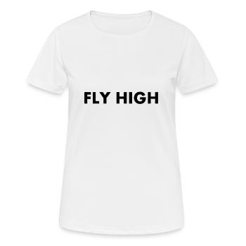 FLY HIGH - Frauen T-Shirt atmungsaktiv - Weiß - Vorne - AI Model Female 172 dark (172cm)