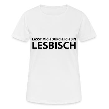 lesbisch - Frauen T-Shirt atmungsaktiv - Weiß - Vorne - AI Model Female 172 dark (172cm)