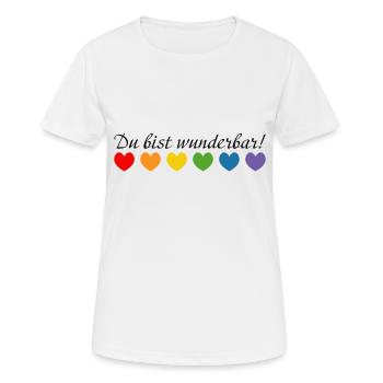 Regenbogenherzchen du bist wunderbar - Frauen T-Shirt atmungsaktiv - Weiß - Vorne - AI Model Female 172 dark (172cm)