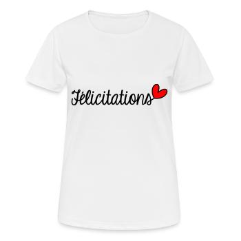 CONGRATULATIONS. WELL DONE. BIRTH. ANNIVERSARY. Ferry - Women's Breathable T-Shirt - white - Front - AI Model Female 172 dark (172cm)