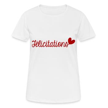 FELICITATIONS. BRAVO. NAISSANCE. ANNIVERSAIRE. BAC - T-shirt respirant Femme - blanc - Devant - AI Model Female 172 dark (172cm)