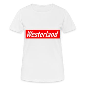 Westerland - Slogan - Deutschland - Germany - Sylt - Frauen T-Shirt atmungsaktiv - Weiß - Vorne - AI Model Female 172 dark (172cm)