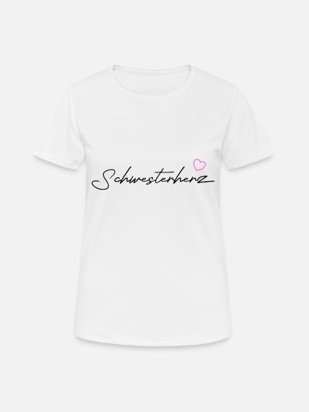 Schwesterherz in black - Frauen T-Shirt atmungsaktiv - Weiß