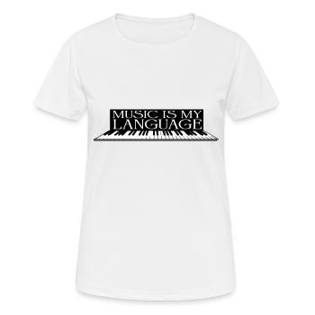 La musique est mon piano de langue...... par 2FettDesign - T-shirt respirant Femme - blanc - Devant - AI Model Female 172 dark (172cm)