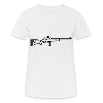 Fusil de chasse sniper - T-shirt respirant Femme - blanc - Devant - AI Model Female 172 dark (172cm)