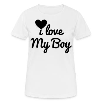 I love my boy - Frauen T-Shirt atmungsaktiv - Weiß - Vorne - AI Model Female 172 dark (172cm)