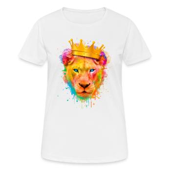 Lion Lovers, Lion Head, The Queen Lioness Colorful - Women's Breathable T-Shirt - white - Front - AI Model Female 172 dark (172cm)