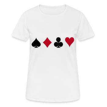 Pik Kreuz Herz Karo - Kartenblatt - Frauen T-Shirt atmungsaktiv - Weiß - Vorne - AI Model Female 172 dark (172cm)