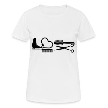 Friseur-Werkzeuge / Hair Stylist Tools (B 1c) - Frauen T-Shirt atmungsaktiv - Weiß - Vorne - AI Model Female 172 dark (172cm)