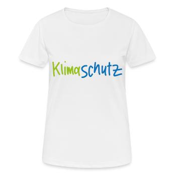 Klimaschutz - Schriftzug - Frauen T-Shirt atmungsaktiv - Weiß - Vorne - AI Model Female 172 dark (172cm)