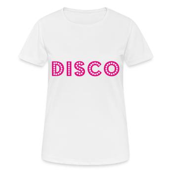Disco Slogan - Logo - Frauen T-Shirt atmungsaktiv - Weiß - Vorne - AI Model Female 172 dark (172cm)