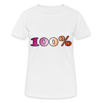 100 % lesbienne - T-shirt respirant Femme - blanc - Devant - AI Model Female 172 dark (172cm)