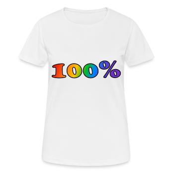 100 Prozent schwul - Frauen T-Shirt atmungsaktiv - Weiß - Vorne - AI Model Female 172 dark (172cm)