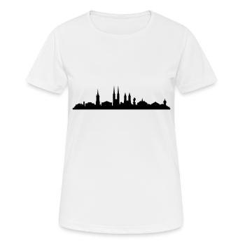 Skyline Halle / Saale - Frauen T-Shirt atmungsaktiv - Weiß - Vorne - AI Model Female 172 dark (172cm)