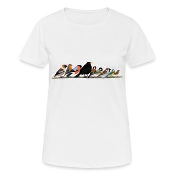 Viele Vögel Gartenvögel Singvögel Vogelmotiv - Frauen T-Shirt atmungsaktiv - Weiß - Vorne - AI Model Female 172 dark (172cm)