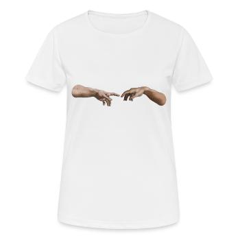Création Adam Michelangelo * Main gauche de Dieu - T-shirt respirant Femme - blanc - Devant - AI Model Female 172 dark (172cm)