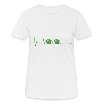 Pfote Herzschlag Hundepfote Tatze Geschek - Frauen T-Shirt atmungsaktiv - Weiß - Vorne - AI Model Female 172 dark (172cm)